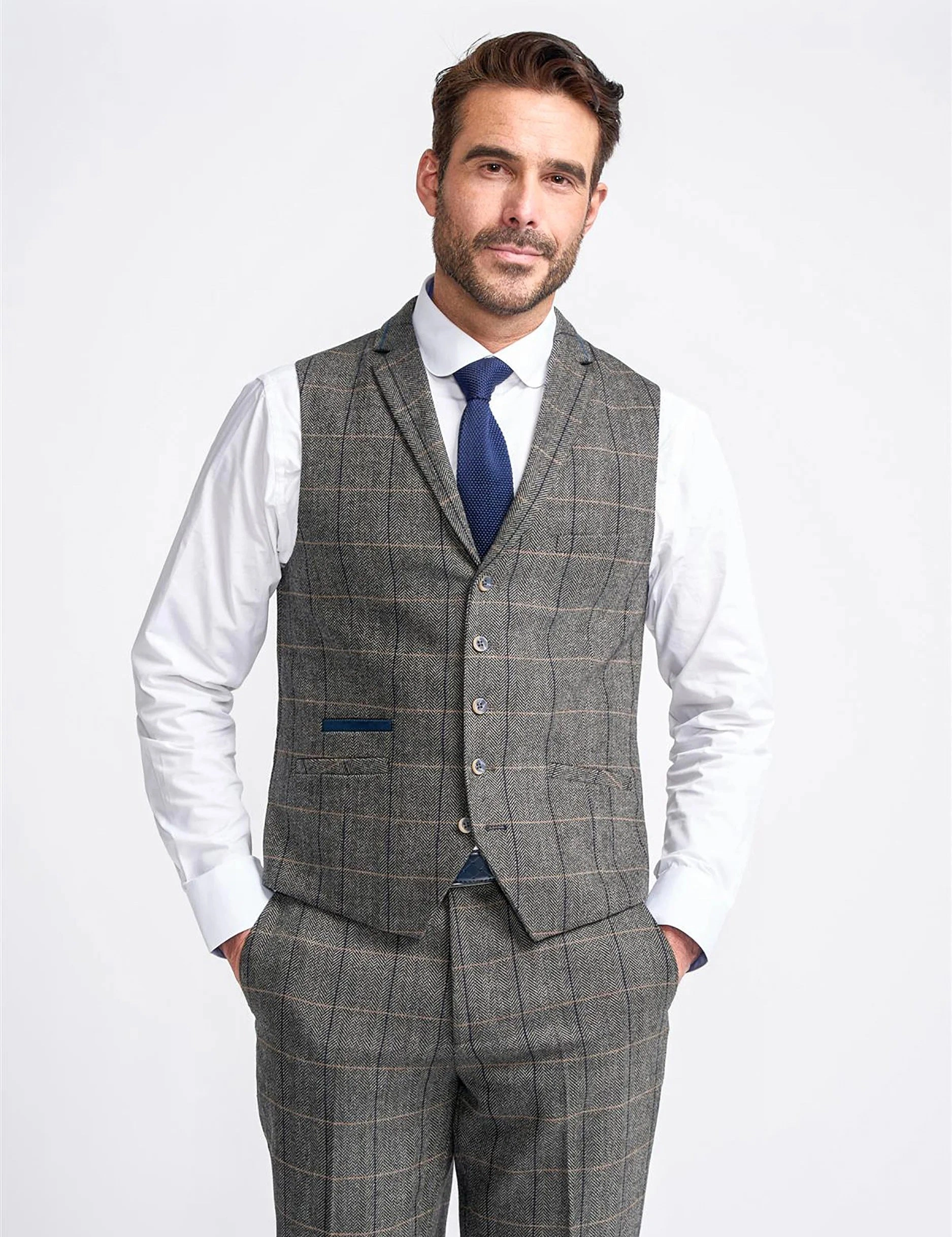 Albert Grey Tweed Check Weste: Stilvoll, Klassisch, Zeitlos. Ein Grauton für jeden Anlass.